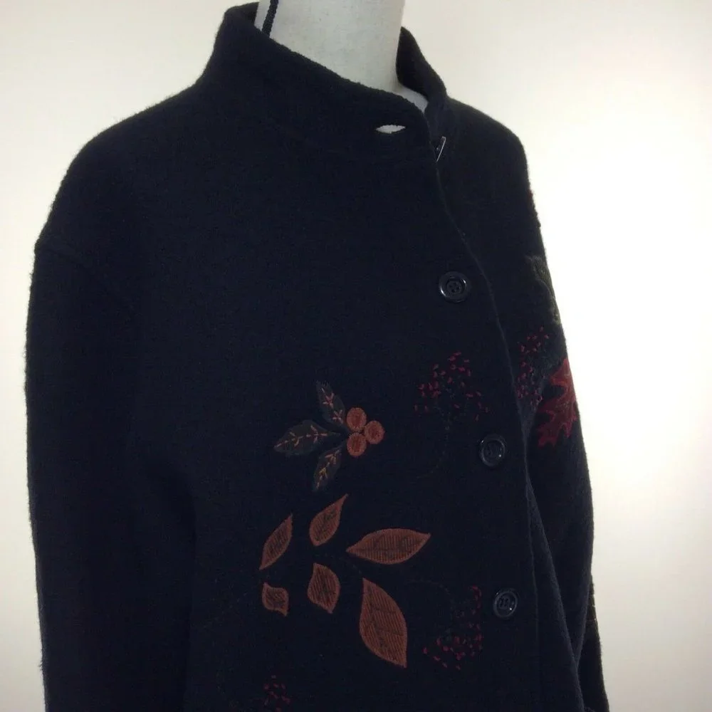 NORDIC design womens coat sz large black 100% wool - Picture 6 of 12
